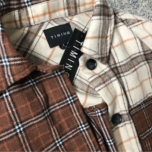 NWT AMARYLLIS | Plaid Contrast Shacket - Picture 7 of 8